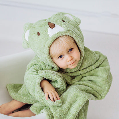 Baby Coral Fleece Hooded Bath Towel – Lion & Koala Animal Bath Wrap for Infants