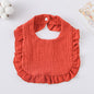 Baby Ruffled Cotton Bib – Printed Gauze Lace Absorbent Feeding Bib