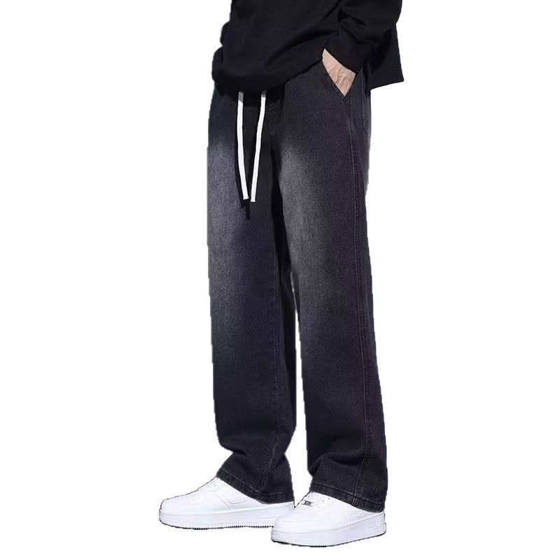 Men’s Straight-Leg Relaxed-Fit American-Style Jeans – Casual Denim Pants