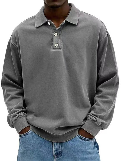 Men’s Fall Polo Shirt Long Sleeve – High-Quality, Breathable, Casual Solid T-Shirt