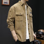 Men’s Corduroy Shirt – Plus-Size Oversized Long-Sleeve Shirt for Spring and Autumn