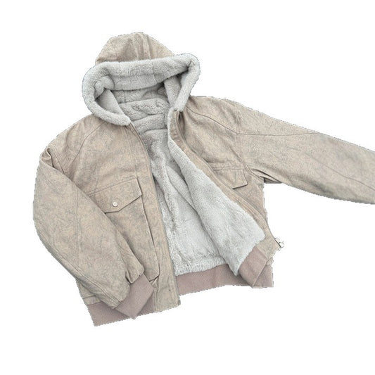 Men's Retro Marble-Texture Cotton Padded Winter Jacket – Warm Casual Outerwear