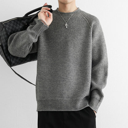 Chunky Knit Crew Neck Sweater – Warm Loose-Fit Winter Pullover
