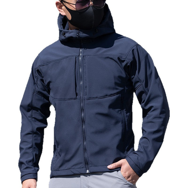 Men’s Fleece-Lined Lightweight Windproof Hooded Jacket – Outdoor Casual Coat
