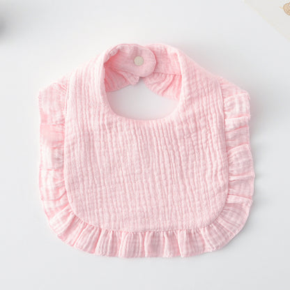 Baby Ruffled Cotton Bib – Printed Gauze Lace Absorbent Feeding Bib
