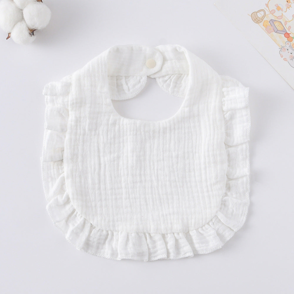 Baby Ruffled Cotton Bib – Printed Gauze Lace Absorbent Feeding Bib