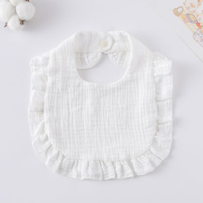 Baby Ruffled Cotton Bib – Printed Gauze Lace Absorbent Feeding Bib