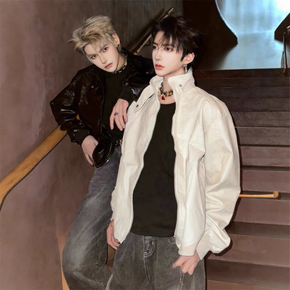 Men's Stylish Casual Short Leather Jacket – Trendy Biker & Streetwear Outerwear