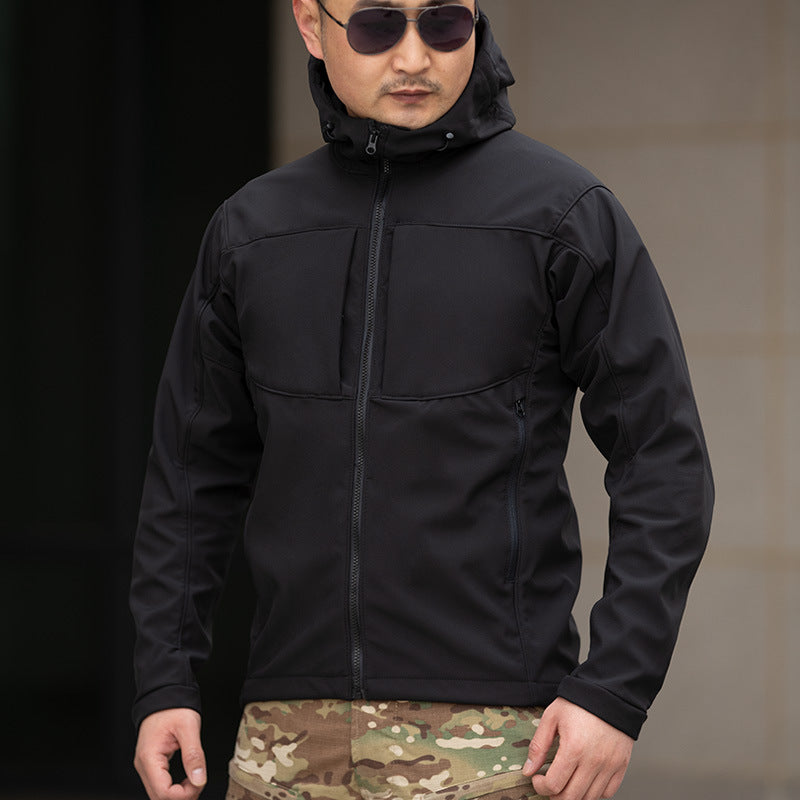Men’s Fleece-Lined Lightweight Windproof Hooded Jacket – Outdoor Casual Coat