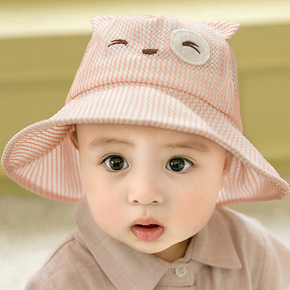 Grid Pattern Sun Protection Basin Hat – Lightweight Summer Baby Hat