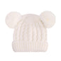 Children's Twisted Woolen Hat – Solid Color Double Ball Knit Cap