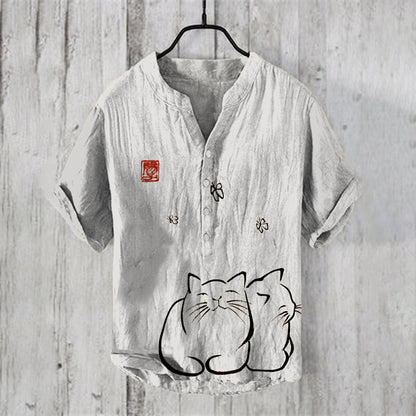 Men’s Retro Printed Short-Sleeve T-Shirt – Casual Loose-Fit Summer Top.