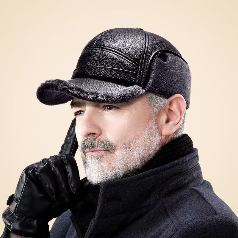 Winter Fleece-Lined Outdoor Ear-Protecting Hat For Middle-Aged And Elderly Men