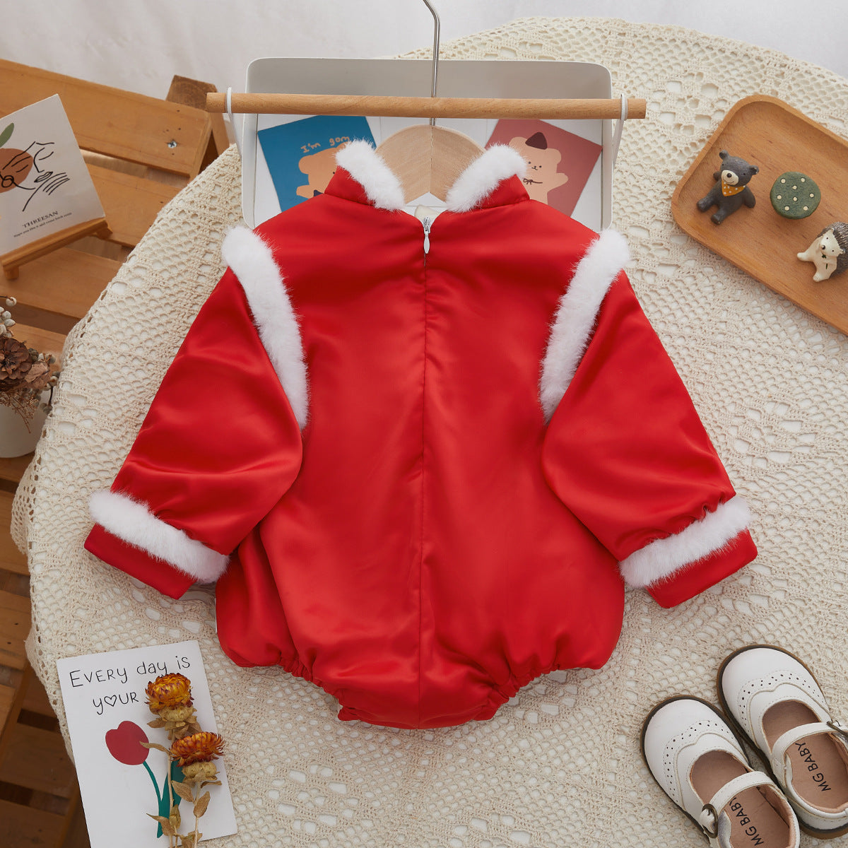 Baby Girl Winter Onesie – Triangle Print Romper Jumpsuit