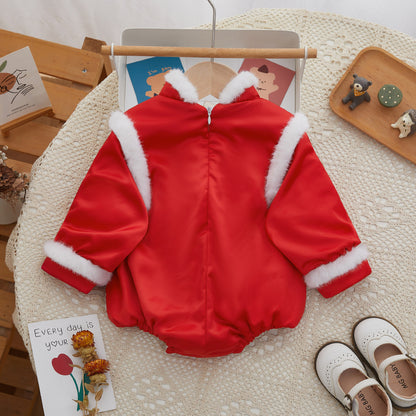 Baby Girl Winter Onesie – Triangle Print Romper Jumpsuit