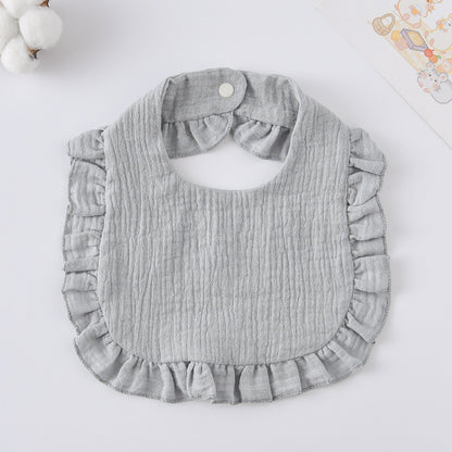Baby Ruffled Cotton Bib – Printed Gauze Lace Absorbent Feeding Bib