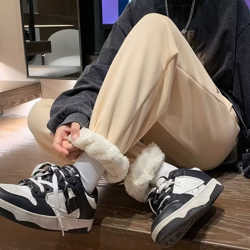 Men's Fleece-Lined Thickened Loose-Fit Casual Pants – Warm & Comfortable