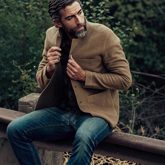 Men’s Solid-Color Wool Jacket – Youthful Trendy Fashion Outerwear