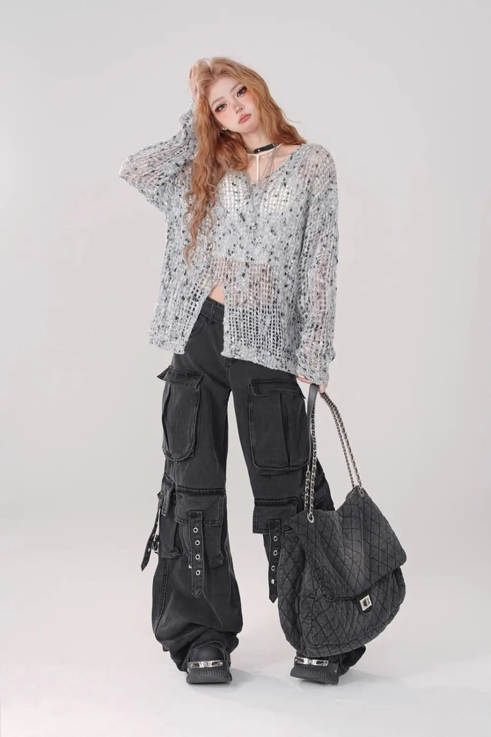 Women’s Y2K Cargo Pants – Straight Leg Streetwear Trousers with Pockets | 2000s Grunge Aesthetic