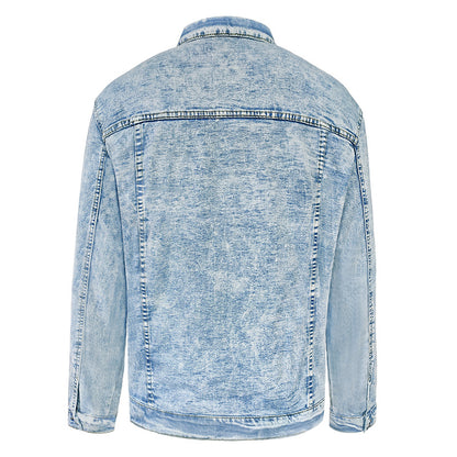 Men’s Denim Shirt Jacket – Trendy Slim Fit Polo Collar Casual Jacket
