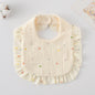 Baby Ruffled Cotton Bib – Printed Gauze Lace Absorbent Feeding Bib