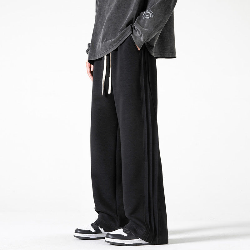 Men’s Loose-Fit Wide-Leg Sweatpants – Straight-Leg Draped Athletic Trousers