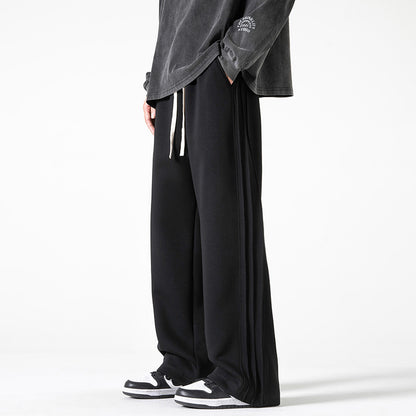 Men’s Loose-Fit Wide-Leg Sweatpants – Straight-Leg Draped Athletic Trousers