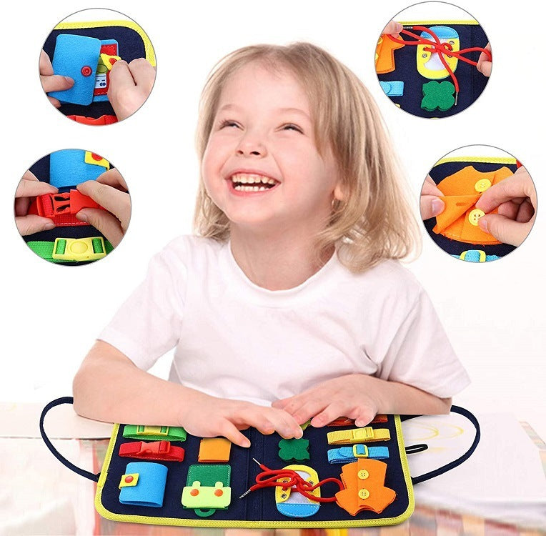 Early Learning Busy Board for Children – Dressing & Buttoning Toy