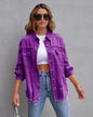 Women’s Fashion Ripped Shirt Jacket – Casual Autumn & Spring Top, Trendy Outerwear