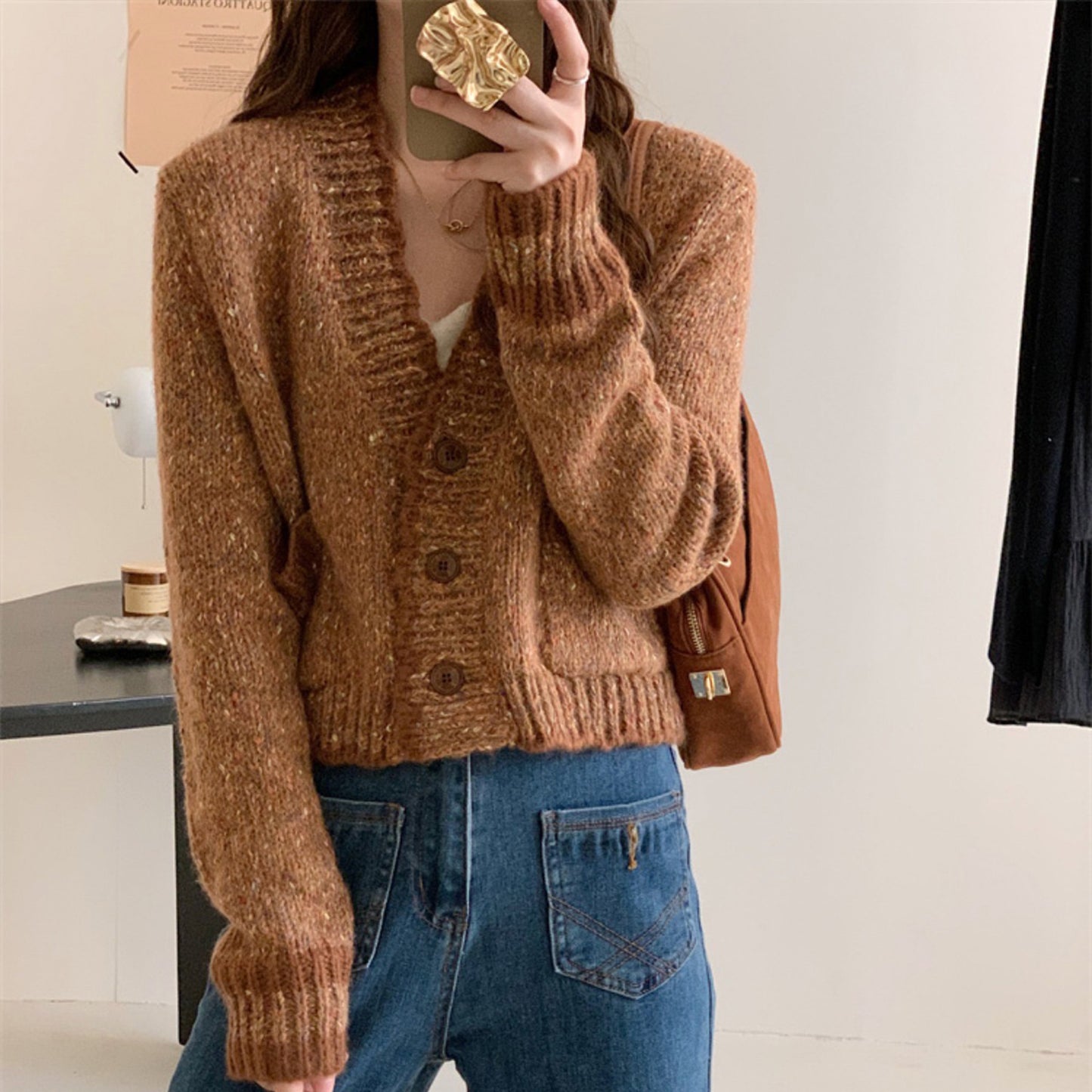French Style Women’s Knitted Cardigan – Spring Sweater Top, Lightweight Knitwear, Casual Women’s Clothing
