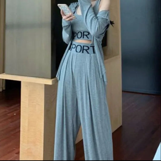 Women’s Casual Outerwear Vest & Wide-Leg Pants Sportswear Set