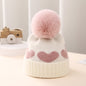 Baby Double-Layer Jacquard Hat – Thickened Heart Pattern Winter Cap