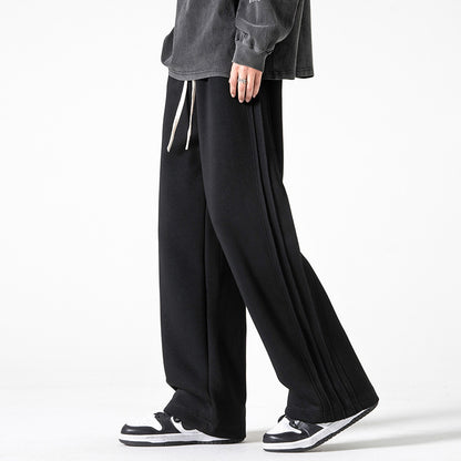 Men’s Loose-Fit Wide-Leg Sweatpants – Straight-Leg Draped Athletic Trousers