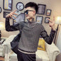 Men’s Contrast-Color Knit Crew Neck Sweater – Fashionable Casual Pullover
