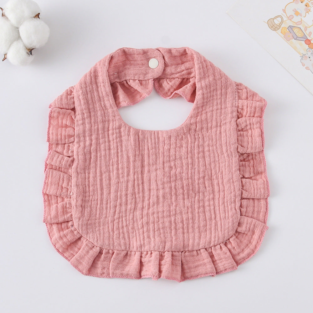 Baby Ruffled Cotton Bib – Printed Gauze Lace Absorbent Feeding Bib
