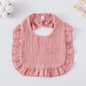 Baby Ruffled Cotton Bib – Printed Gauze Lace Absorbent Feeding Bib
