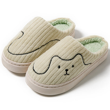 Striped Cat Plush Slippers for Women & Men – Winter Warm Non-Slip Indoor House Shoes