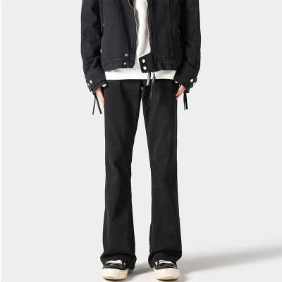 Men’s American Retro Black Casual Workwear Washed Pants – Vintage Street Style Trousers