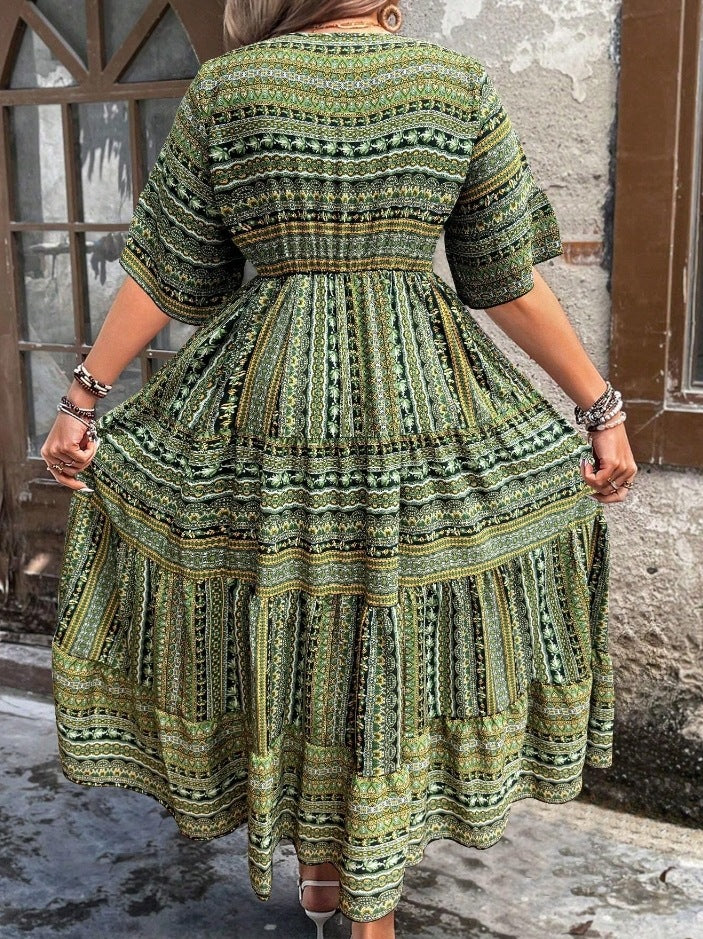 Casual Tribal Print Women's Dress for Spring & Summer – Boho Style Summer Dress