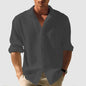 Men’s Lapel Long Sleeve Shirt – Solid Color Single-Breasted Casual Top for Fall & Spring