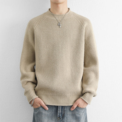 Chunky Knit Crew Neck Sweater – Warm Loose-Fit Winter Pullover
