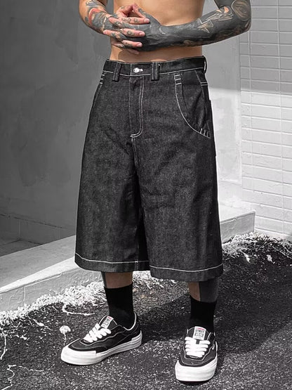 Men’s Loose-Fit Summer Denim Shorts – American West Coast Style