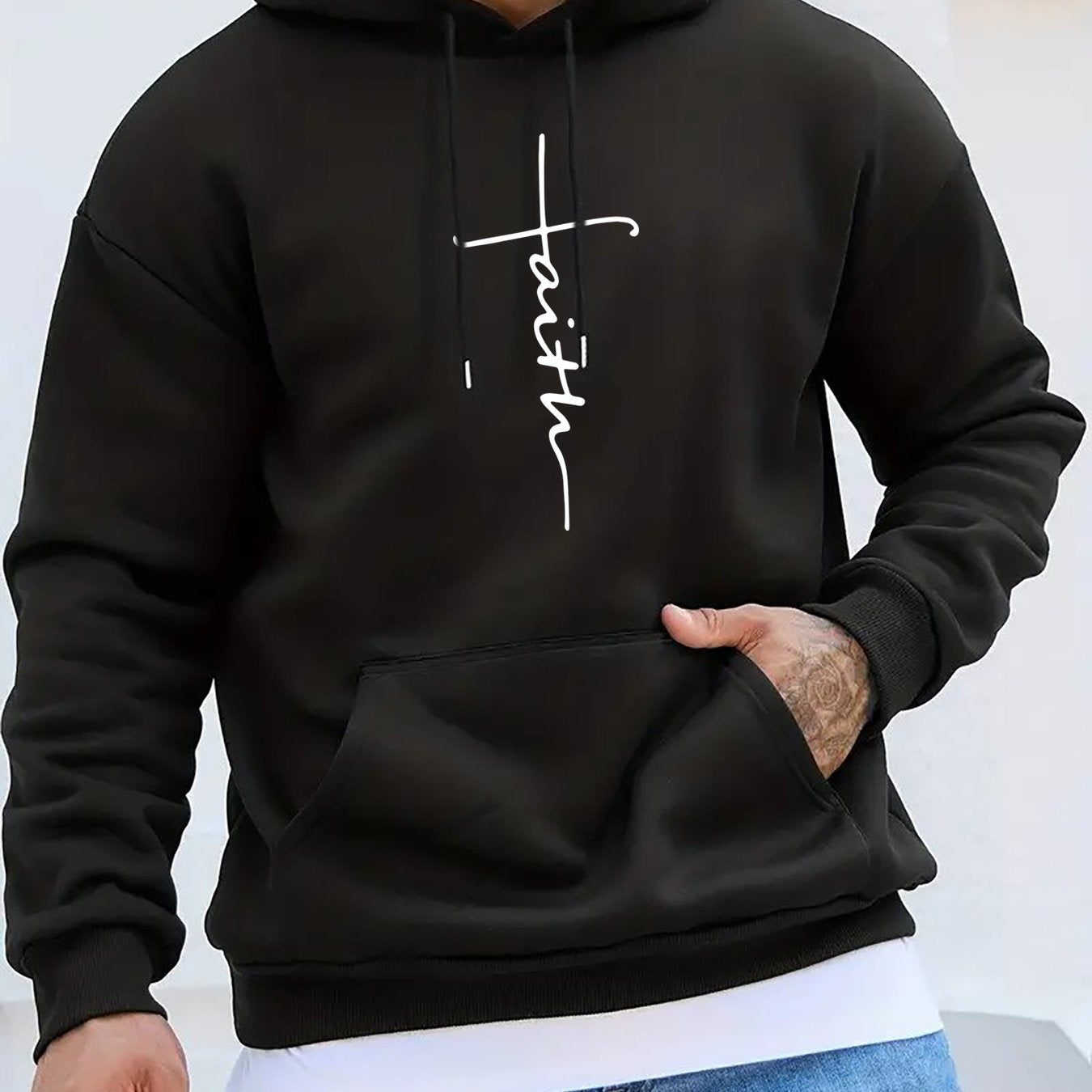 Men’s Casual Printed Hoodie with Drawstring – Comfortable Streetwear Sweatshirt