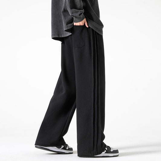 Men’s Loose-Fit Wide-Leg Sweatpants – Straight-Leg Draped Athletic Trousers