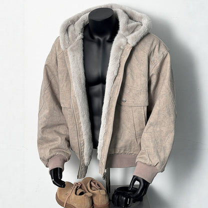 Men's Retro Marble-Texture Cotton Padded Winter Jacket – Warm Casual Outerwear