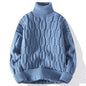 Men’s Autumn Winter Turtleneck Cable Knit Sweater – Casual Fit Warm Pullover