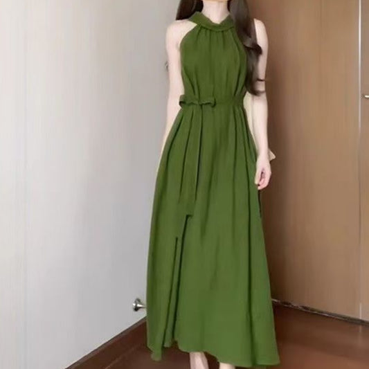 Women’s Off-Shoulder Halter Neck Camisole Dress – Elegant Summer Dress