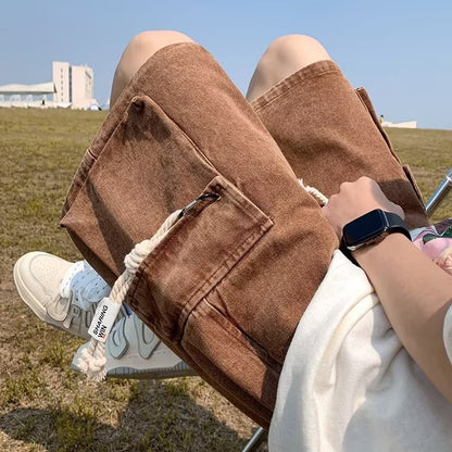 Men’s American Retro Workwear Denim Pants – Loose Casual Thin Summer Trousers