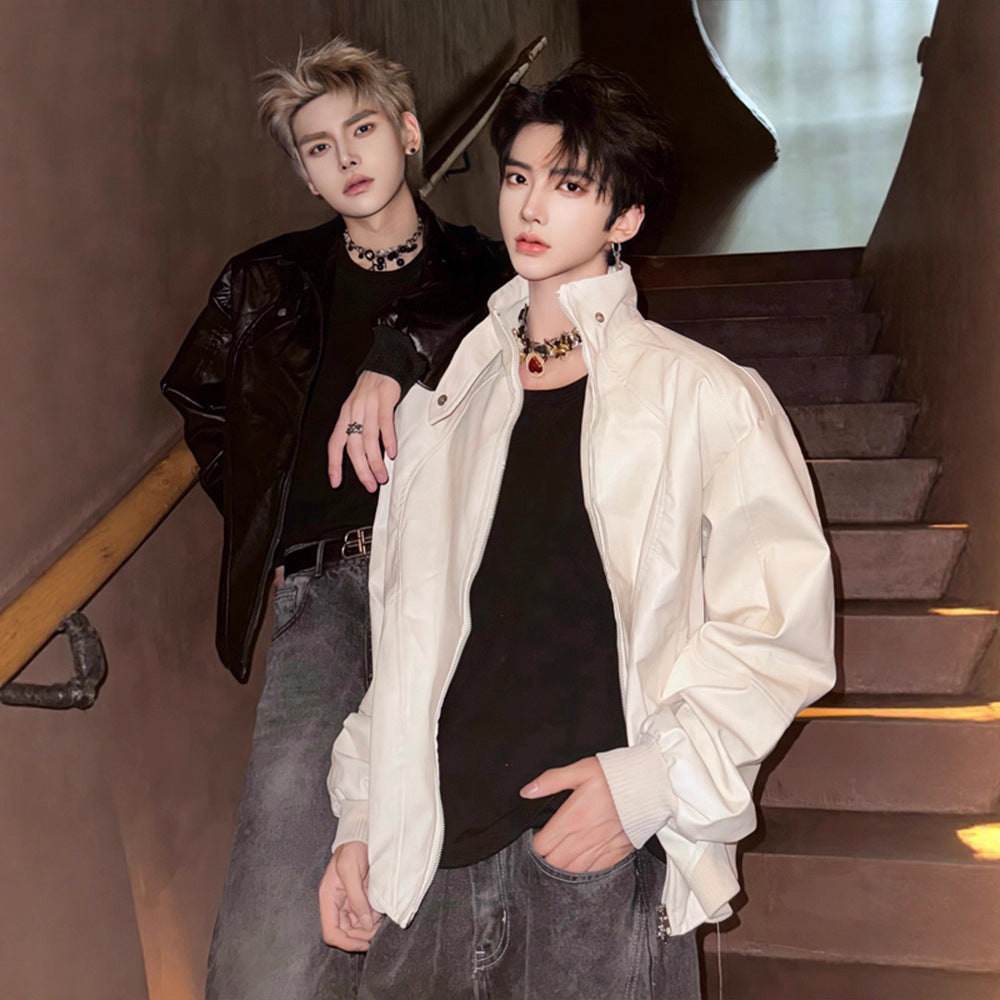 Men's Stylish Casual Short Leather Jacket – Trendy Biker & Streetwear Outerwear