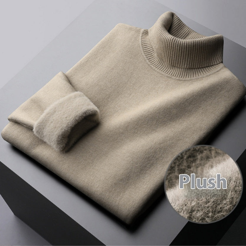 Women’s Fleece Turtleneck Sweater – Warm Thick Knitted Pullover Top for Winter